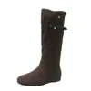 Botas vaqueras estilo retro para mujer, que aumentan la altura, 2026, nuevo estilo coreano, punta cuadrada, detalle de hebilla, plisadas, hasta la rodilla, botas de montar