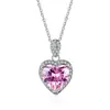 Transmissão ao vivo 3 quilates colar de cristal rosa das mulheres cadeia de clavícula europeia e americana moda feminina colar de amor pingente colar atacado