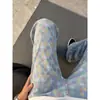 Jeans de cuadros coloridos para hombre, corte recto holgado de pierna ancha, marca de moda, pantalones largos lavados, nuevos pantalones casuales versátiles de primavera y otoño