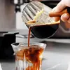 Taza Transparente para Espresso con Mango de Madera, Boca en Forma de V, Accesorio para Barra de Café, Taza Medidora con Escala, Jarra para Espumar Leche, Taza con Pico