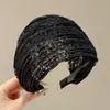 Diadema retro de ala ancha con lunares, adecuada para frentes amplias, para lavarse la cara, uso diario, versátil, ligera y que irradia una vibra lujosa y sofisticada
