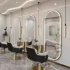 Espejo de barbería, espejo de cuerpo entero de una cara montado en la pared, especializado para belleza y peluquería, espejo de prueba de alta gama para uso doméstico con luces, adecuado para permanentes y tintes
