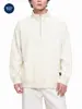 Moletom Muqiu Masculino com Meio Zíper e Gola Alta Texturizado de Manga Longa para Homens, Corte Amplo, Esportivo, Casual, Peça para o Dia a Dia