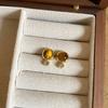 Pendientes de aro de ámbar estilo Maillard para mujer, de nicho, de alta calidad, estilo retro, sencillos, a la moda, joyería para las orejas.