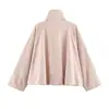Atacado transfronteiriço 2026 Moda casual europeia e americana simples jaqueta bomber com zíper e gola alta para mulheres B483138