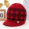 Gorro de Invierno para Mujeres de Mediana Edad y Mayores Abuela Mamá Persona Mayor Gorro Cálido Más Terciopelo Protección contra el Frío Lana Gorro de Punto para Señora Mayor