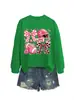 Amazon eBay Estación Independiente Moda Casual Versátil para Mujer Animadora Cuadros Lazo Sudadera Deportiva Comercio Exterior