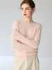 Suéter de cuello redondo 100% cachemira pura para mujer, nuevo top de punto tipo jersey holgado de otoño e invierno