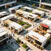 Tienda en contenedor de moda, zona escénica cultural y creativa, calle comercial, mercado nocturno, cafetería, puesto de té y bebidas, casa móvil tipo contenedor