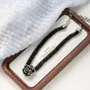 Colar de Cristal Rosa Gotejante de Óleo Cravejado com Diamantes Negros Moda Feminina Corrente de Clavícula de Alta Qualidade Colar de Design de Nicho de Alta Qualidade