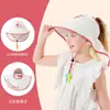 Chapéu de Proteção Solar Infantil, Chapéu de Sol de Verão, Xale Anti-UV, Chapéu com Proteção para o Pescoço, Chapéu Fofo com Aba Larga e Topo Vazio para Meninos e Meninas
