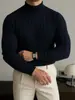 Novo suéter masculino de malha torcida com gola redonda, cor sólida, para outono e inverno, peça cruzada