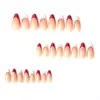 Uñas Artísticas Europeas y Americanas Transfronterizas Más Vendidas, Puntas de Uñas Serie San Valentín con Lazo y Lunares, Uñas Postizas Estilo Francés Almendra al por Mayor