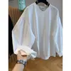 Camisa Chic de Estilo Europeo con Abertura para Mujer, Nueva Colección Primavera y Otoño 2026, Talla Grande, Blusa Casual Elegante de Cuello Redondo para Mujeres de Tallas Grandes