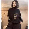 Suéter Nuevo de Invierno 2025 para Mujer, Corte Holgado, Versátil, Jacquard, Cuello Semi Alto, Tejido de Algodón, Suéter Casual a la Moda