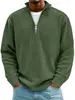 Nova Camisa Polo Moletom Casual Masculina Amazon Outono/Inverno 2026 com Gola Alta e Zíper em Veludo Cotelê Manga Longa