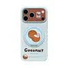 Capa de Verão com Coco para iPhone 17 Pro Max Capa de Celular iPhone 15 Silicone 16 Formato de Coração Janela Grande 14 Suporte