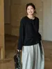 ALINDM Talla Grande Estilo Coreano Diseño Ins Top para Otoño 100kg Holgado Cuello Redondo Manga Larga Camiseta para Mujer