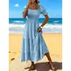 2026 Nuevo Estilo Transfronterizo AliExpress Vestido Elegante Original de Mujer con Mangas Abullonadas y Cuello Elástico