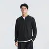 Também disponível no outono: moletom masculino de manga comprida com gola Henley texturizada, apresentando um design falso de duas peças, corte solto e estilo casual, perfeito como camada base ou camiseta