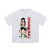 Camisetas Masculinas Estampadas Tendência Marca Lavada Manga Curta Oversize Vintage Europeu e Americano Gola Redonda Camisetas Masculinas de Manga Curta