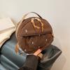 Bolso pequeño redondo de moda con lazo bordado a cuadros para mujer, bolso de hombro informal para ir al trabajo o al trabajo, bolso cruzado