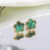 Conjunto de joias de aço inoxidável trevo de cinco folhas, pulseira, colar e brinco simples e estilosos de flor de cinco folhas, joias que não desbotam