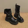Botas Martin de salto grosso, plataforma e cano alto, estilo Britânico Preto, para mulheres, nova coleção de outono 2026, versáteis, que aumentam a altura e afinam, tornozeleiras