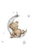 Pintura en lienzo de animal de globo de luna de oso nórdico, póster artístico para niños, arte de dibujos animados para dormitorio de bebé, núcleo de pintura decorativa