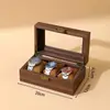 Caja de almacenamiento de relojes personalizada, caja de reloj de cuero con veta de madera al tacto, caja de embalaje para relojes, caja de exhibición de relojes de madera maciza