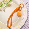 Lanyard con llavero de pompón de colores, correa de muñeca portátil anti-pérdida, accesorio colgante versátil para bolso, accesorio para joyería DIY