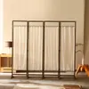 Pantalla de Lino de Madera Maciza Estilo Chino Partición para el Hogar Adornos para la Sala de Estar Refugio Viejo Retro Tela Folclórica Pantalla Folclórica