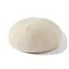 Boina 100% Cachemira Pura para Mujer, Versátil Cálida Otoño e Invierno Estilo Francés, Circunferencia de Cabeza Grande, Adelgazante, Gorro de Punto Grueso de Color Sólido