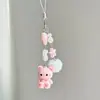 Pingente de bolsa de desenho animado fofo coelho corrente para celular amor câmera ccd cordão bola de pelo chaveiro pingente anti-perda