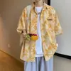 Camisa de Manga Corta 2025 para Hombre, Marca Nueva de Verano de Moda, Corte Holgado, Estilo Hong Kong Elegante, Moda Japonesa, Camisa de Seda Helada para Playa para Hombre
