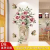 Adhesivos de pared estilo chino sala de estar pared de fondo de TV papel pintado mural jarrón autoadhesivo decoración de dormitorio adhesivos de pared