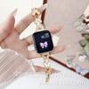 Pulseira Borboleta de Metal e Madrepérola Totalmente Cravejada Adequada para Apple 11, Huawei 11, Fit5, Gt6, Xiaomi e Pulseiras Samsung