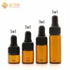 Spot Wholesale Botella de Vidrio Marrón Pequeña de 1ml 2ml 3ml para Dispensar Aceite Esencial Botella Marrón con Tubo Botella de Muestra Material de Empaque