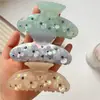 Elegante Presilha de Cabelo Estilo Francês com Design de Trevo, Presilha de Cabelo de Acetato de Trevo da Sorte para a Parte de Trás da Cabeça, Acessório de Cabelo Presilha Tubarão para Mulheres