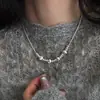Colar Deslizante com Design Único para Mulheres, Estilo Simples e Minimalista, Corrente de Clavícula Versátil em Camadas, Corrente para Suéter Choker