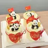 Decoración de Adornos para Pastel de Panda Gigante del Día Nacional 2026 Aniversario Grande Pegatinas Juveniles Inserciones Bandera Roja Pequeña Banderas