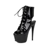 Zapatos de Tacón Alto de 16 cm con Tacón Fino, Plataforma Muy Alta, Sandalias Peep-Toe, Zapatos de Pole Dance, Botines Cortos, Botas Sexy de Estilo Europeo y Americano para Exportación