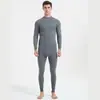 Conjunto de Ropa Interior Térmica de Otoño para Hombre Cuello Redondo Cálido Capa Base de Algodón para Invierno Talla Grande