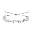 Pulsera Europea y Americana Transfronteriza de Acero de Titanio Micro-incrustada en Forma de Corazón con Zirconia de Color Pulsera de Cadena de Tenis de Diamantes Completos de Color Intermedio Ajustable para Mujer