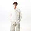 Camisa de Manga Larga Simple de Color Sólido Jack Chuan Yang para Hombre Verano Delgada Holgada Casual Tacto de Alta Gama Chaqueta Camisa de Lino