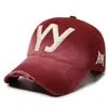 Boné de Baseball com Bordado de Letras Degradê Lavado Novo Vintage Transfronteiriço, Boné Simples e Versátil de Bico de Pato para Street Fashion