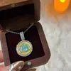 Nuevo Colgante de Disco de Buda Amitabha de Jade Azul Natural Incrustado Estilo Chino Cadena para Clavícula Joyería Sencilla Femenina de Nicho