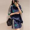Conjunto de Ropa Deportiva para Mujer Verano 2025 Nuevo Estilo Coreano Calle Color de Contraste Moda Holgado Talla Grande Conjunto de Dos Piezas No de Moda