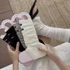 Calcetines sin pies de banda ancha estilo Miu para mujer, Calentadores de piernas elegantes con rayas verticales de moda, tela de color liso, Calcetas estilo ballet grises