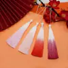 12cm cor degradê borla seção de borla tingida seda gelada pingente de leque marcador de página pingente de borla estilo antigo hanfu acessórios de abotoadura